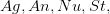  Ag, An, Nu, St, 